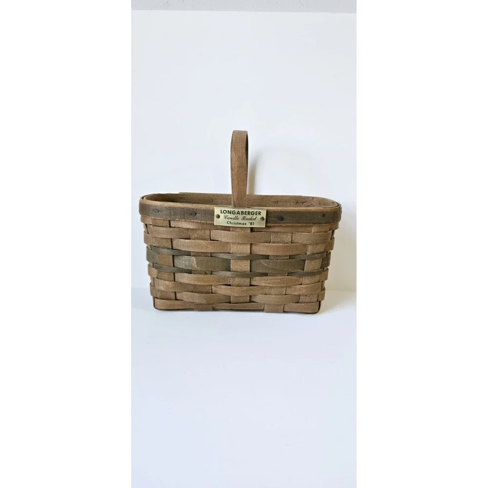 Vintage Longaberger‎ Basket 1981 Christmas Candle basket green stripe